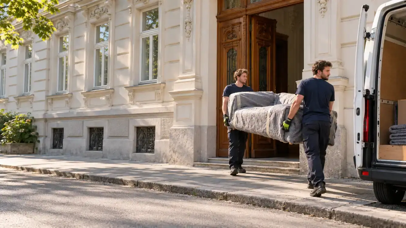 Umzugswagen vor einem Wiener Altbau